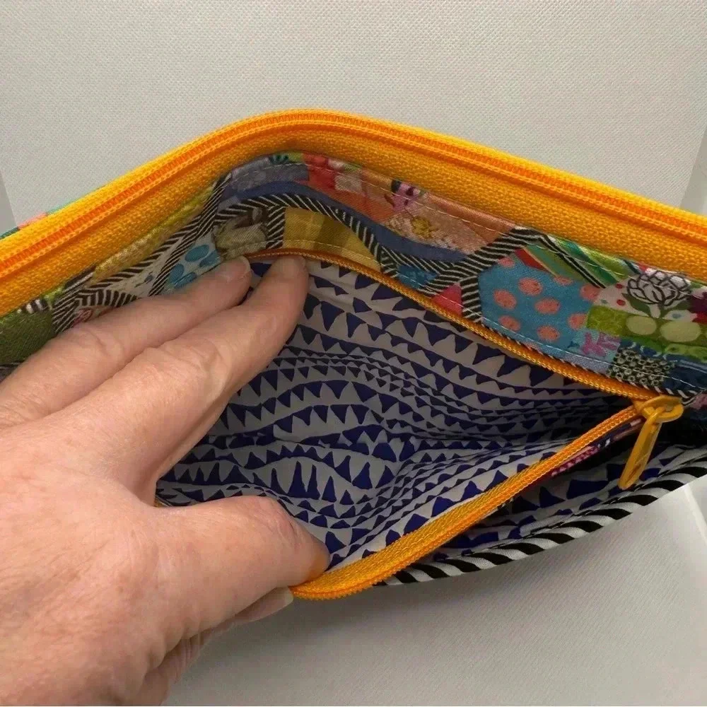 Colorful Patchwork Abstract Geometric Boho Multi Pocket Cosmetic‎ School Bag